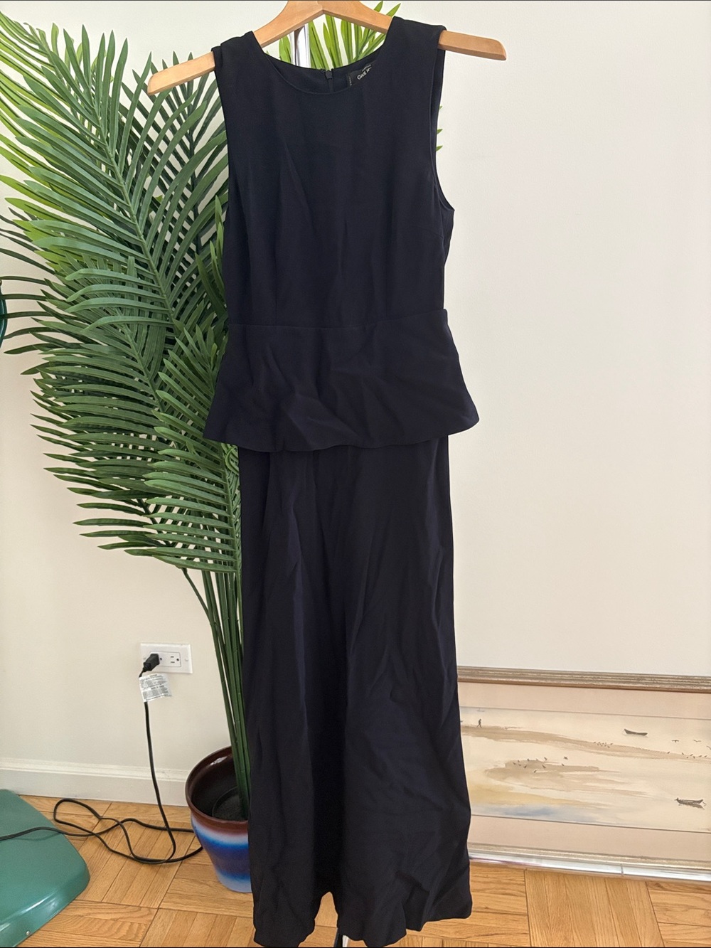 Classic Black Sleeveless Peplum Gown, sz 38